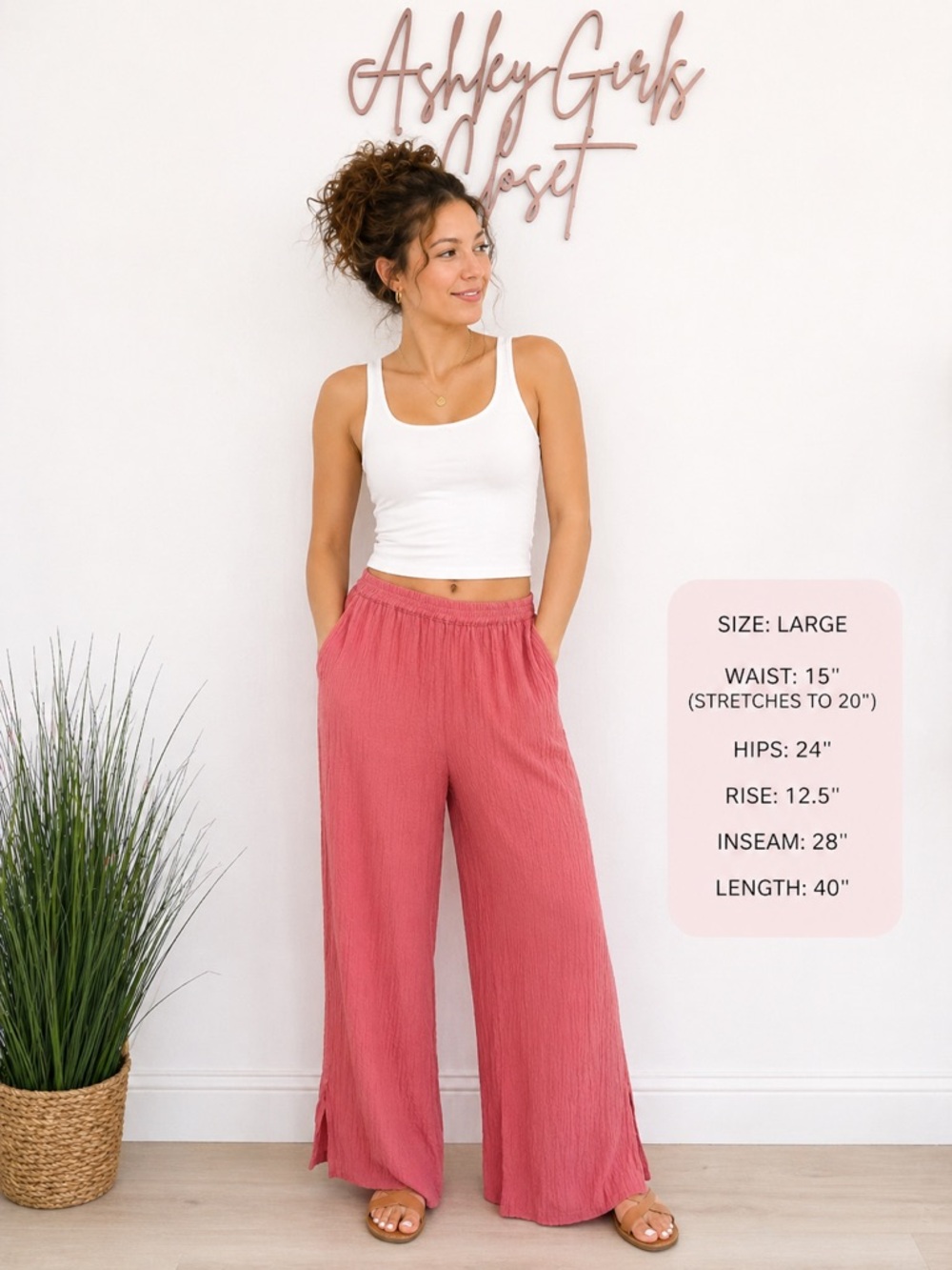 Wide Leg Pants in Dusty Rose